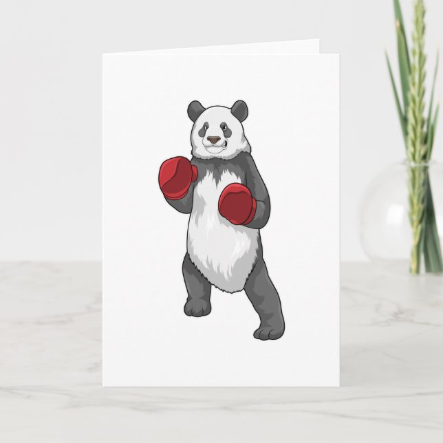 Cartão Panda como Boxeador com luvas de boxe (Frente)