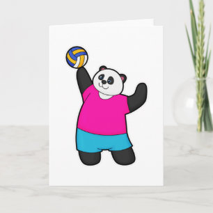 Cartão Panda como jogador de volei com bola de volei