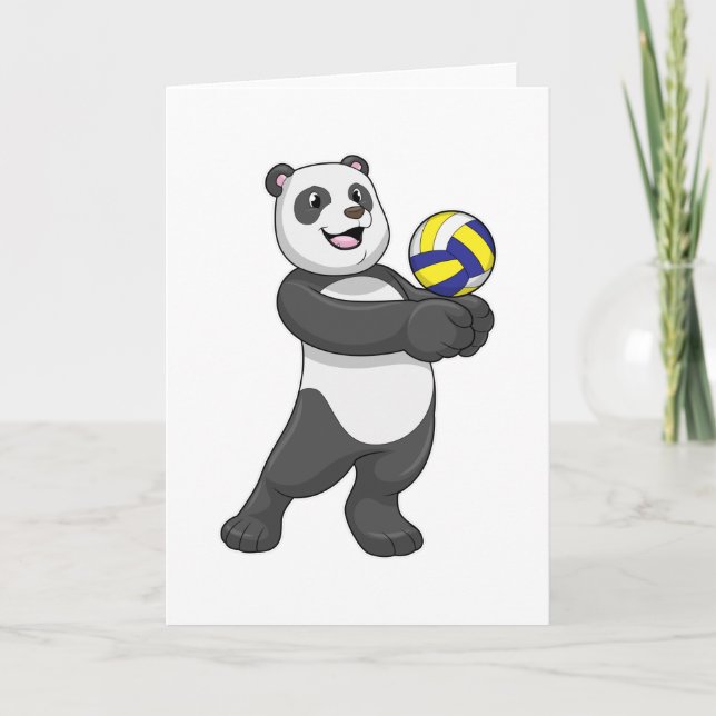Cartão Panda como jogador de volei com bola de volei (Frente)