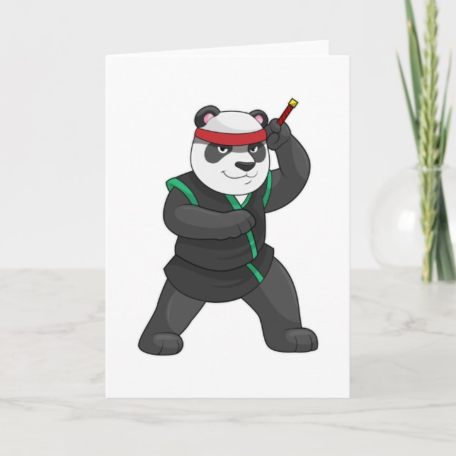 Cartão Panda como Ninja Fantasiado (Frente)