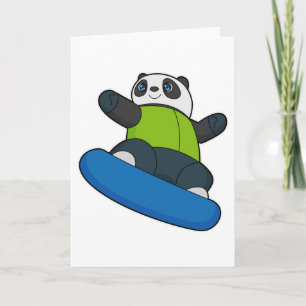 Cartão Panda como praticante de snowboard com snowboard