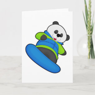 Cartão Panda como Snowboarder com Snowboard