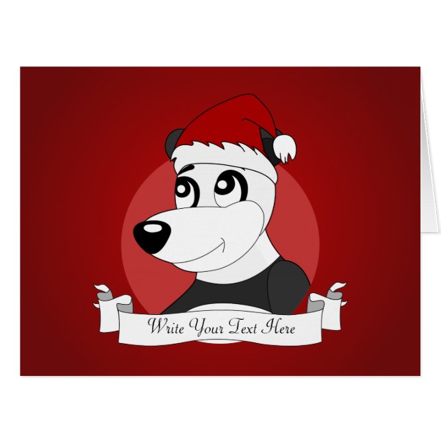 Cartão panda de desenho animado de Natal (Frente horizontal)