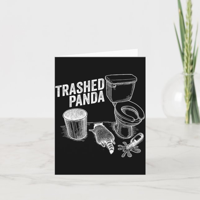 Cartão Panda Destruído Funny Racoon Bêbado  (Frente)