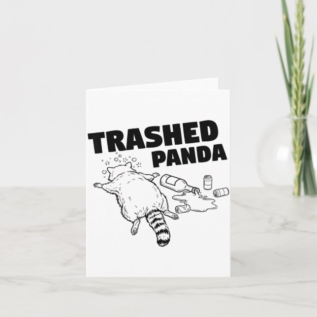Cartão Panda Destruído Funny Racoon Bêbado  (Frente)
