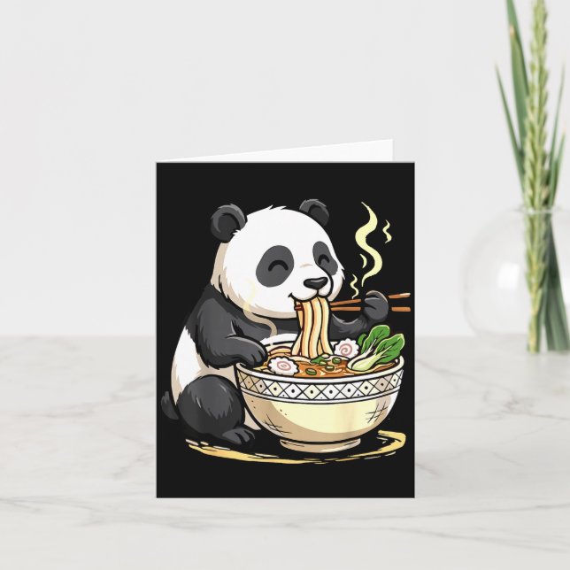 Cartão Panda Eating Funny Ramen Noodles  (Frente)