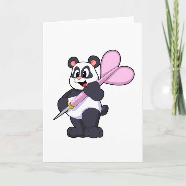 Cartão Panda em Darts com Dardo (Frente)