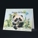 Cartão Panda Kid Feliz Aniversário<br><div class="desc">O mais bonito ursinho Panda segurando balões com um aniversário muito feliz Esta é a grande versão 8 1/2x 11 polegadas</div>