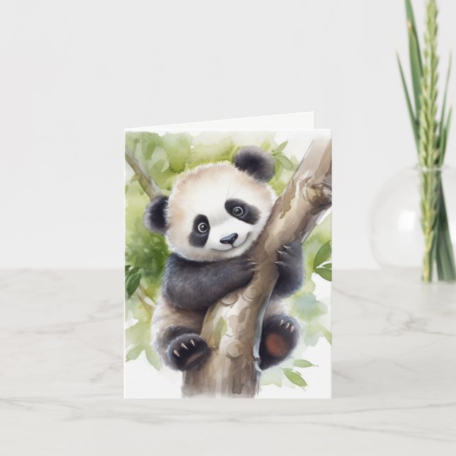 Cartão Panda Na Árvore Obrigado (Frente)
