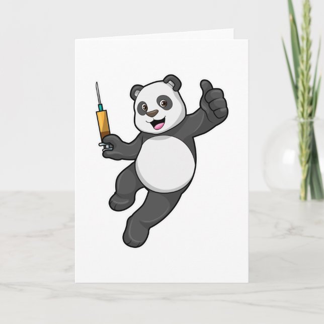 Cartão Panda na Vacinação com Seringa (Frente)