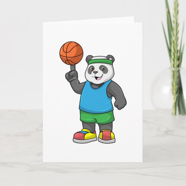 Cartão Panda no Esporte com Basquete (Frente)