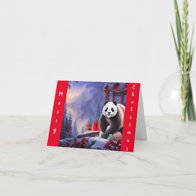 Cartão Panda no Natal (Frente)
