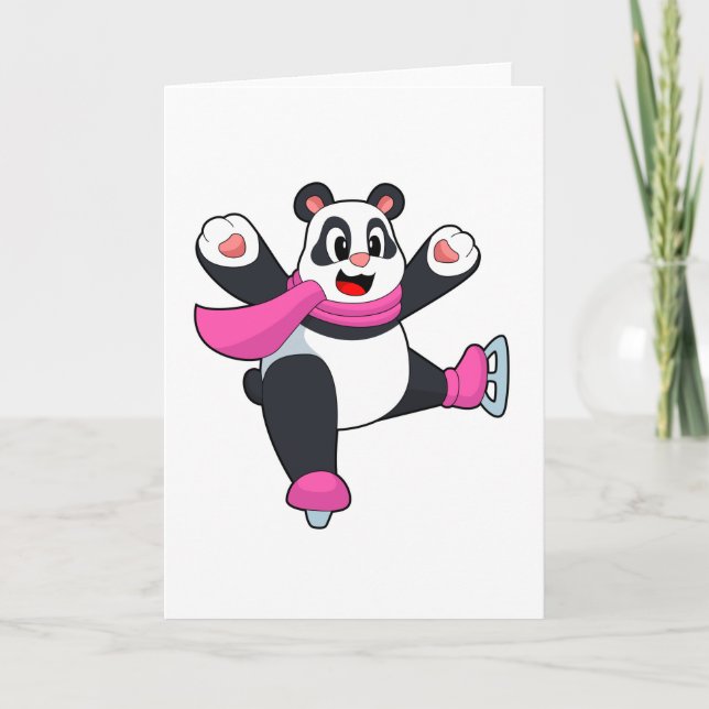 Cartão Panda patinação no gelo Patins de gelo (Frente)