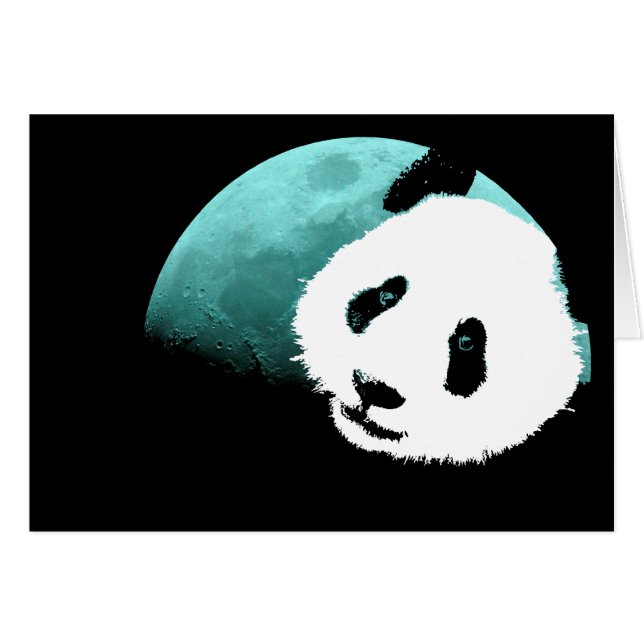 Cartão panda pela lua (Frente Horizontal)