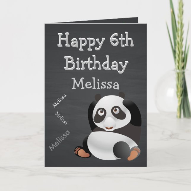 Cartão Panda Personalizado Quadro de Aniversário do Crian (Frente)