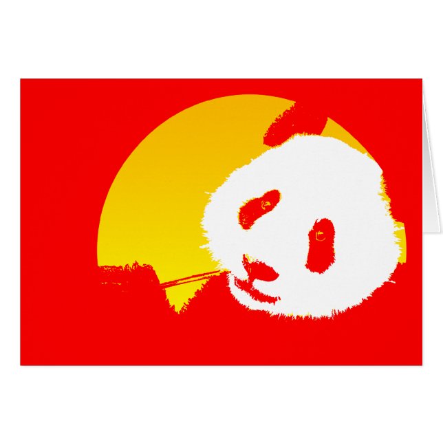 Cartão panda perto da lua. (Frente Horizontal)