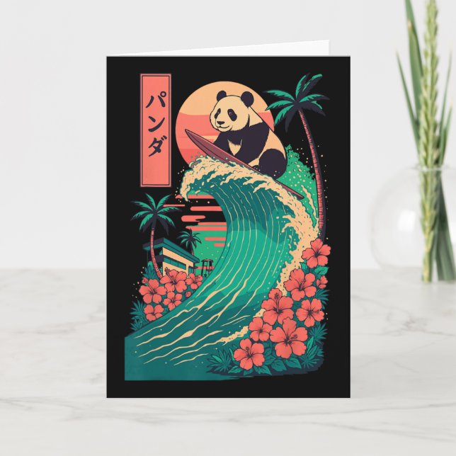 Cartão Panda Surfando Japonês _2 (Frente)