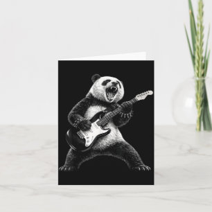 Cartão Panda tocando guitarra estrela do rock rock and ro