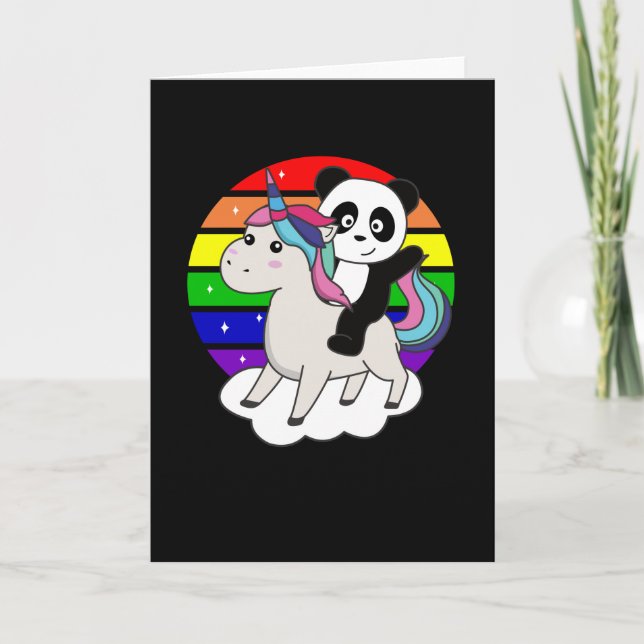 Cartão Panda Unicorn Rainbow Animals Pandas Unicorns (Frente)