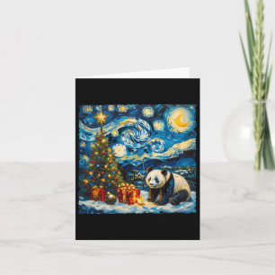 Cartão Panda Van Gogh Style Starry Night Winter