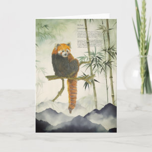 Cartão Panda Vermelha Pintada À Mão Ameaçada