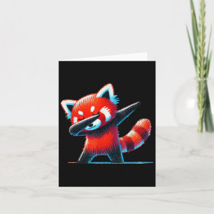 Cartão Panda Vermelho Fofo Dabbing Para Amante de Animais