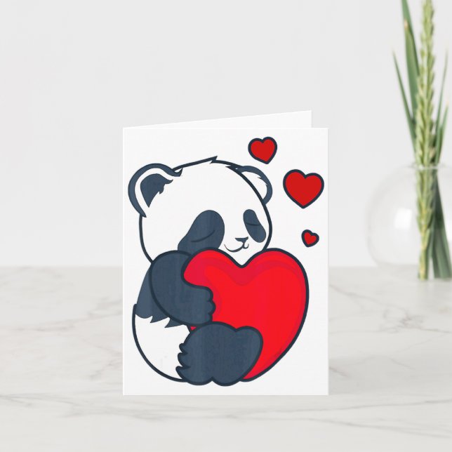 Cartão Panda Women Valentines Day Girlfriend Heart  (Frente)