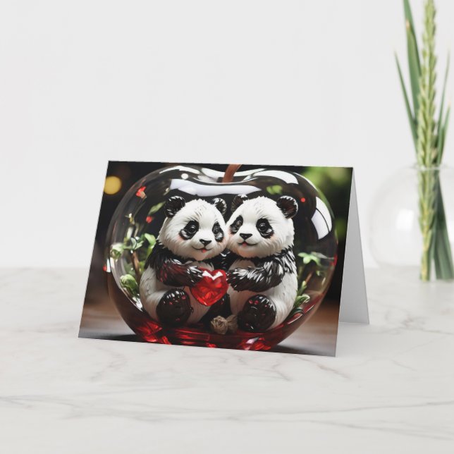 Cartão Pandas no Coração de Vidro (Frente)