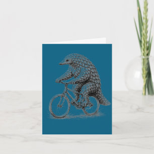 Cartão Pangolim andando de bicicleta engraçado ciclismo a
