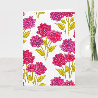 Cartão Pano com Estampa Floral Cor-de-Rosa Intenso