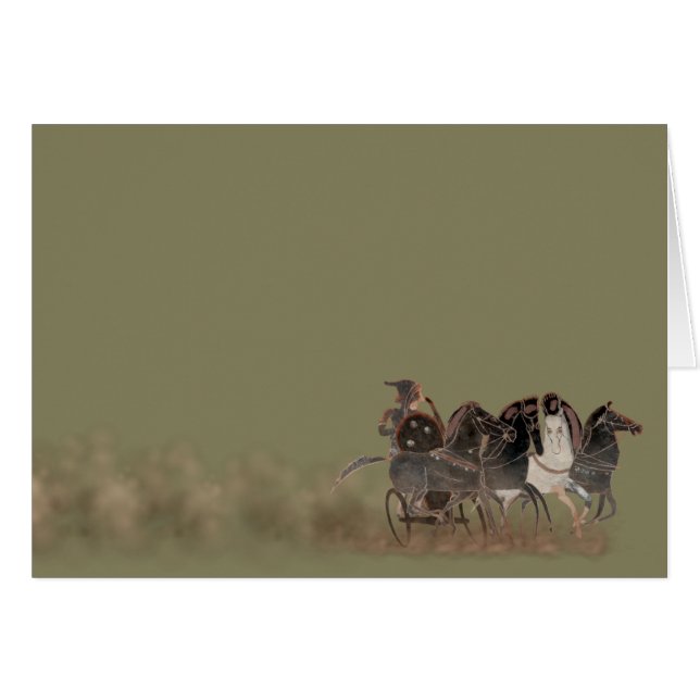 Cartão Panóplia - chariot e cavalos do grego clássico (Frente Horizontal)