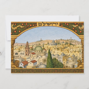 Cartão Panorama Antigo de Jerusalém