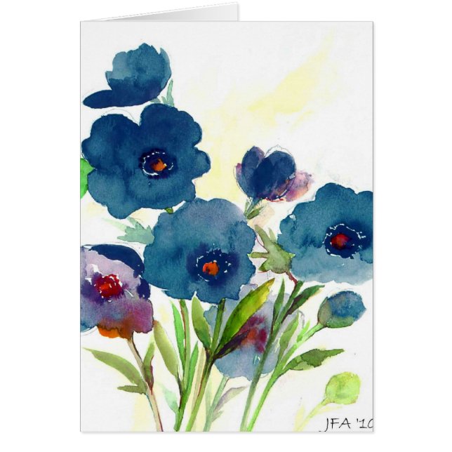 Cartão Pansies azuis (Frente)