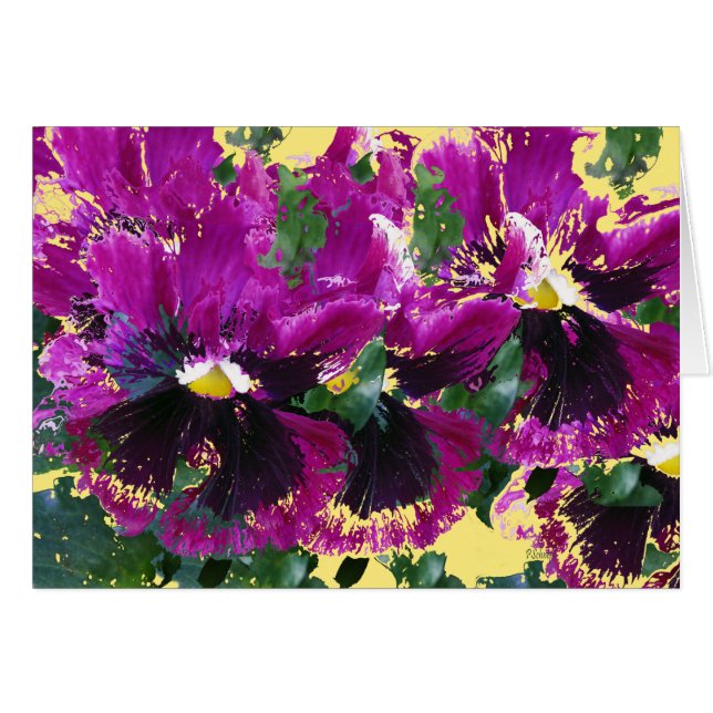 Cartão Pansies de novembro (Frente Horizontal)