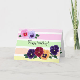 Cartão Pansies Floral Birthday