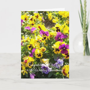 Cartão Pansies Personalizados 65º Aniversário de Casament