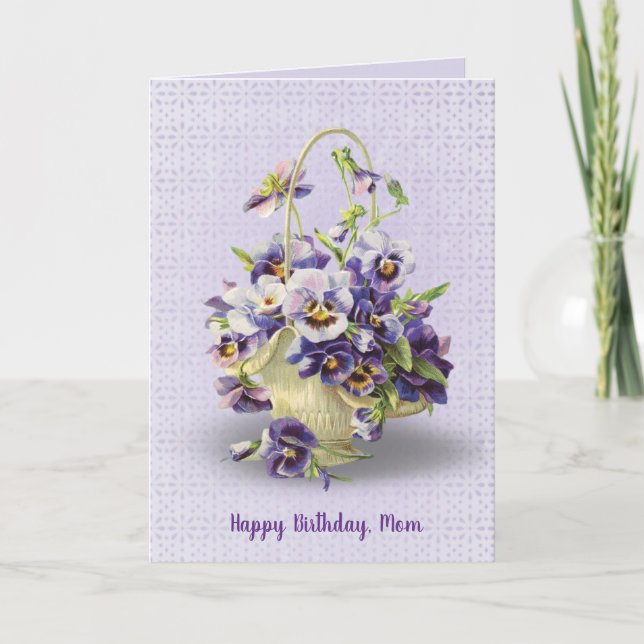 Cartão pansy basket on eyelet for mom's birthday (Frente)