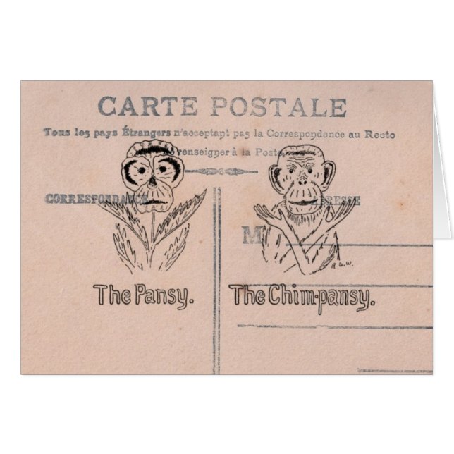 Cartão Pansy e Chimp Humor (Frente Horizontal)