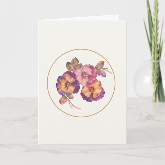 Cartão Pansy Floral Greeting Card | Printable Download (Frente)