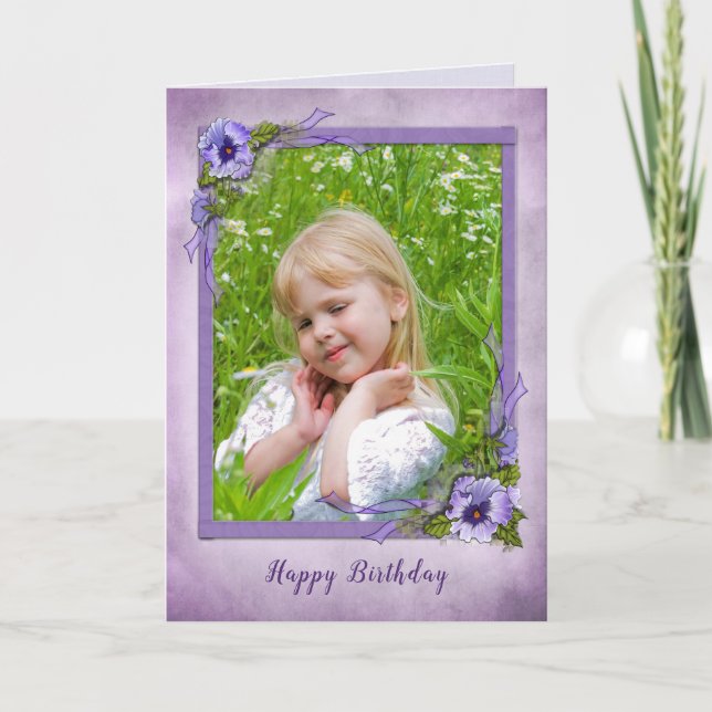 Cartão Pansy Photo frame for birthday (Frente)