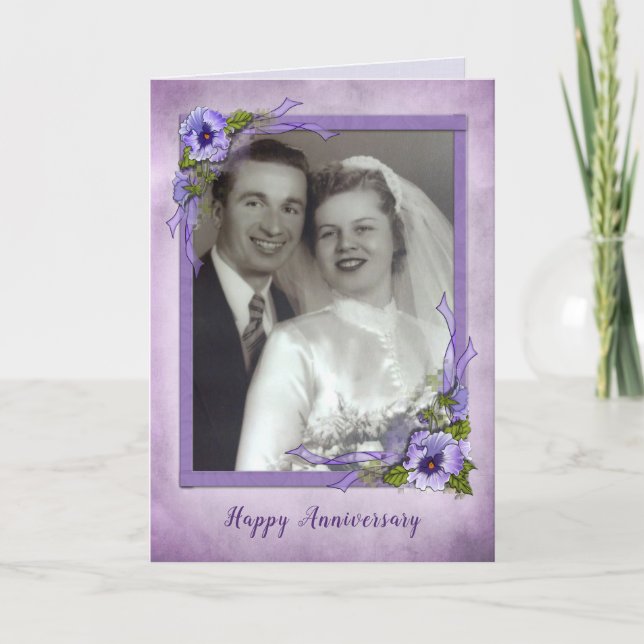 Cartão Pansy Photo frame for couple's annivervary (Frente)