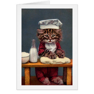 Cartão Pão do fazer do gatinho, artista desconhecido