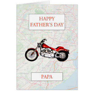 Cartão Papa Dia de os pais com Mapa e Moto