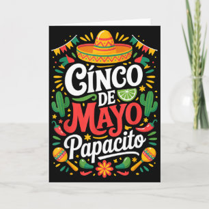 Cartão Papacito cinco de maio chapéu cactus maracas