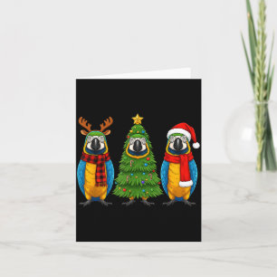 Cartão Papagaio Arara Azul e Amarelo de Natal Retrô Papai