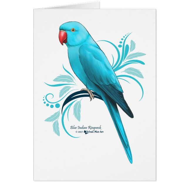 Cartão Papagaio azul de Ringneck do indiano (Frente)