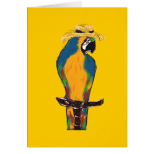 Cartão Papagaio Azul e Amarelo