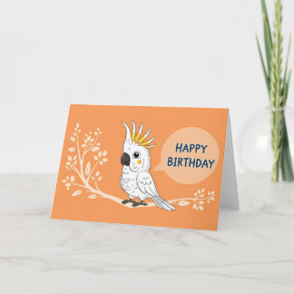 Cartão Papagaio Cacatua Cartoon Aniversário