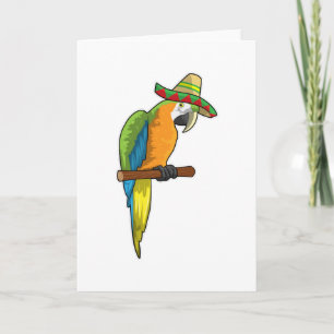 Cartão Papagaio com chapéu de palha