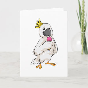 Cartão Papagaio com sorvete Waffle